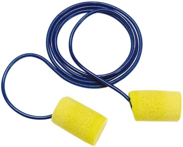 3M - Disposable, Corded, 29 dB, Barrel Earplugs - Yellow, 200 Pairs - Exact Tooling