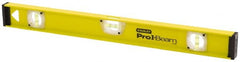 Stanley - 48" Long 3 Vial I-Beam Level - Aluminum, Yellow, 1 Level & 2 Plumb Vials - Exact Tooling
