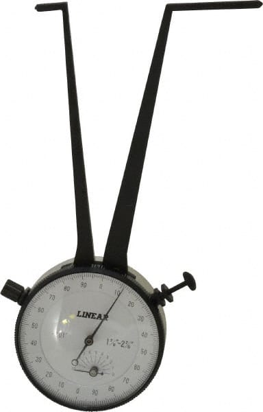 Value Collection - 1-7/8 to 2-7/8" Black Oxide & Chrome Plated Inside Dial Caliper Gage - 0.001" Graduation, 0.038mm Accuracy, 3-1/4" Leg Length, Ball Contact Points - Exact Tooling