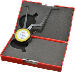 Value Collection - 3-1/4 to 4-1/4" Black Oxide & Chrome Plated Inside Dial Caliper Gage - 0.001" Graduation, 0.038mm Accuracy, 3-1/4" Leg Length, Ball Contact Points - Exact Tooling