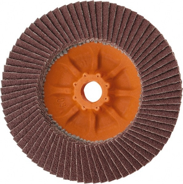 WALTER Surface Technologies - 60 Grit, 4-1/2" Disc Diam, 5/8-11 Center Hole, Zirconia Alumina Flap Disc - 13,300 Max RPM, Plastic Backing, Arbor Attaching System, Coated - Exact Tooling