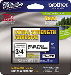 Brother - 3/4" Wide x 314.4" Long, White Plastic/Paper Tape Cassette - For Label Maker - Exact Tooling
