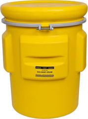 Eagle - 65 Gallon Capacity, Metal Band with Bolt Closure, Yellow Salvage Drum - 55 Gallon Container ,Polyethylene, 440 Lb. Capacity, UN 1H2/X200/S Listing - Exact Tooling