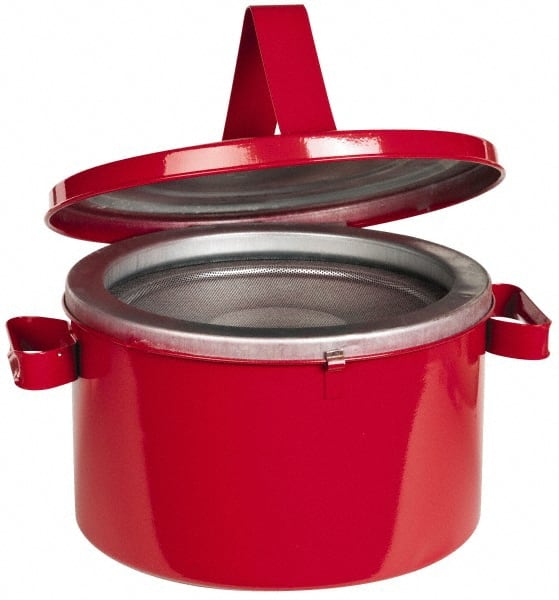 Eagle - 8 Quart Capacity, Coated Steel, Red Bench Can - 7 Inch High x 11-1/4 Inch Diameter, 2-1/2 Inch Dasher Diameter, Includes Lid - Exact Tooling