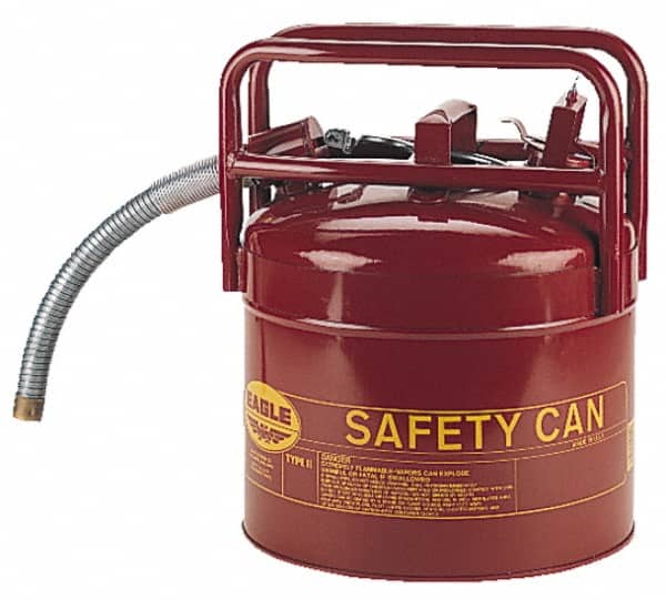 Eagle - 5 Gal Galvanized Steel Type II DOT Safety Can - 15-3/4" High x 12-1/2" Diam, Red with Yellow - Exact Tooling