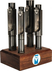 APT - 4 Piece, 3/8 to 5/8" Diam, Solid Pilot, TPGH 215 Insert Indexable Counterbore Set - 13/32, 15/32, 17/32, 21/32" Pilot Diam, 1/2, 5/8 Shank Diam, Straight Shank - Exact Tooling