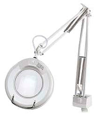 Value Collection - 38 Inch, Swing Arm, Clamp on, Fluorescent, White, Magnifying Task Light - 22 Watt, 1.75x Magnification, 5 Inch Wide, 5 Inch Long - Exact Tooling