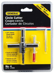 General - 7/8 to 4" Cutting Diam, Circle Cutter Tool - Straight Shank, 3/8" Shank Diam - Exact Tooling