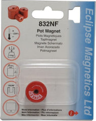 Eclipse - 13/16" Diam, 10-32 Thread, 5 Lb Average Pull Force, Mild Steel, Alnico Pot Magnets - 220°C Max Operating Temp, 3/4" High, Grade 5 Alnico - Exact Tooling