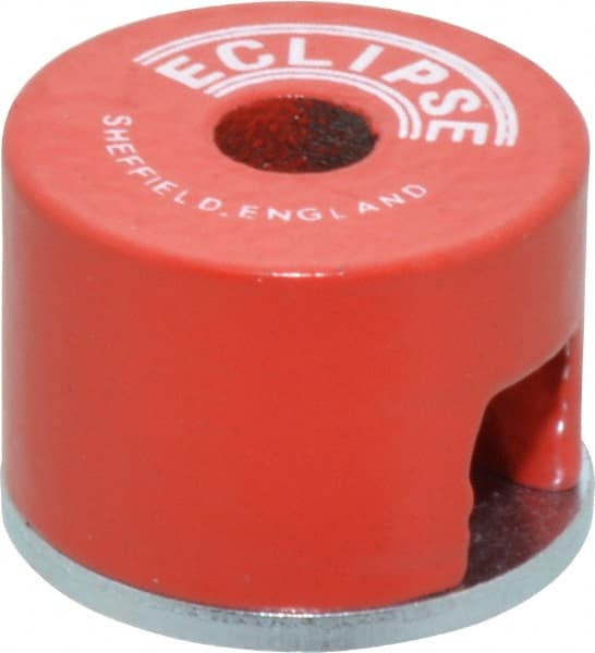 Eclipse - 3/4" Diam, 3/16" Hole Diam, 1.9 kg Max Pull Force Alnico Button Magnet - 1/2" High, 11/32" Gap Width, Grade 5 Alnico - Exact Tooling
