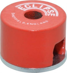 Eclipse - 3/4" Diam, 3/16" Hole Diam, 1.9 kg Max Pull Force Alnico Button Magnet - 1/2" High, 11/32" Gap Width, Grade 5 Alnico - Exact Tooling