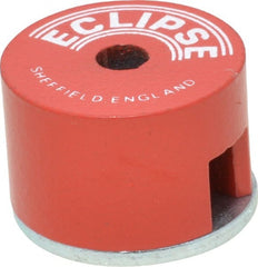 Eclipse - 1" Diam, 3/16" Hole Diam, 3.4 kg Max Pull Force Alnico Button Magnet - 5/8" High, 11/32" Gap Width, Grade 5 Alnico - Exact Tooling