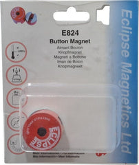Eclipse - 1-1/4" Diam, 9/32" Hole Diam, 4.8 kg Max Pull Force Alnico Button Magnet - 1" High, 1/2" Gap Width, Grade 5 Alnico - Exact Tooling