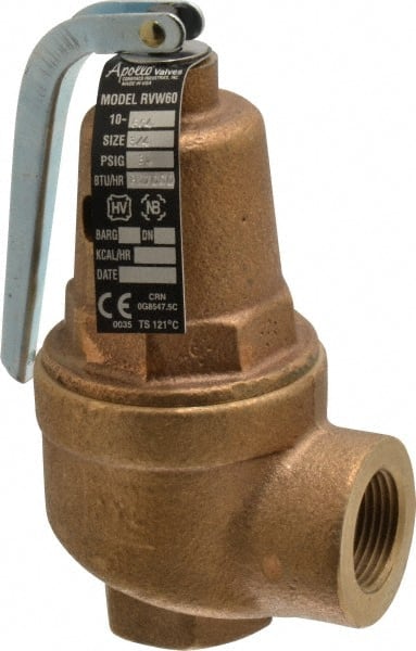 Conbraco - 3/4" Inlet, 3/4" Outlet, ASME Safety Relief Valve - 30 Max psi, 827,000 BTUs - Exact Tooling