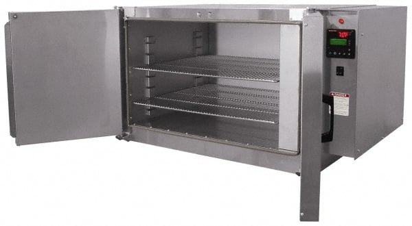 Grieve - 1 Phase, 28 Inch Inside Width x 24 Inch Inside Depth x 18 Inch Inside Height, 350°F Max, Portable Heat Treating Bench Oven - 2 Shelves, 7 Cubic Ft. Work Space, 115 Max Volts, 41 Inch Outside Width x 30 Inch Outside Depth x 23 Inch Outside Height - Exact Tooling