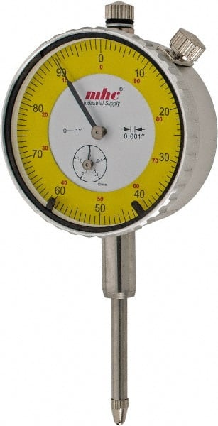 Value Collection - 0.001" Graduation, 0-100 Dial Reading, Indicator & Base Kit - 4-1/2" Base Length x 1" Base Width x 1-1/4" Base Height, 2.2" Dial Diam - Exact Tooling