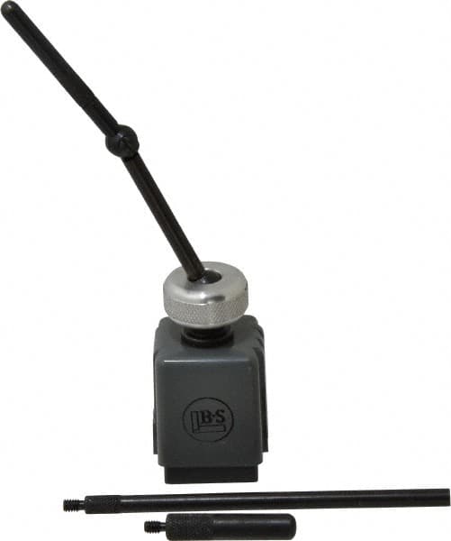 TESA Brown & Sharpe - 1-1/4" Long x 1-1/4" Wide x 1-3/4" High Magnetic Indicator Base with Holders - 7/32 & 4-3/8" Rod Length, Post Arm (Ball & Socket) - Exact Tooling