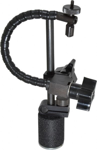 Flexbar - 25 Lb Magnetic Force, Fine Adjustment Indicator Positioner & Holder with Base - Post & Flexible Arm, Round Base, 1-1/8" Base Diam, 1-3/8" Base Height - Exact Tooling