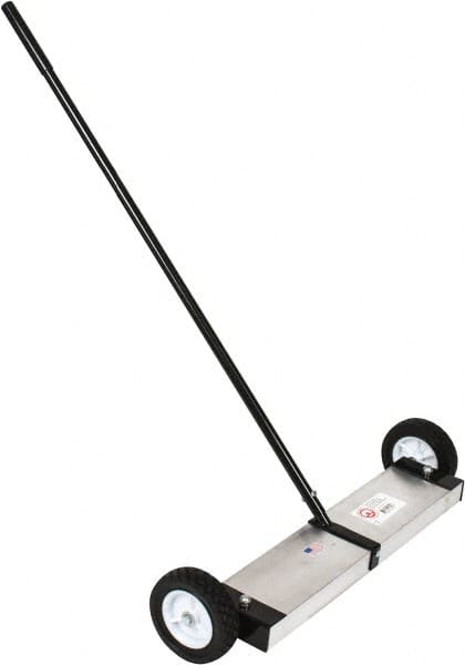 Mag-Mate - 24" Long Push Magnetic Sweeper with Wheels - 5" Wide x 5" High x 48" Long, 6" Wheel Diam, 2" Clearance - Exact Tooling
