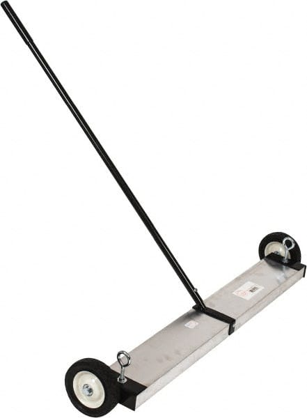 Mag-Mate - 36" Long Push Magnetic Sweeper with Wheels - 5" Wide x 5" High x 48" Long, 6" Wheel Diam, 2" Clearance - Exact Tooling
