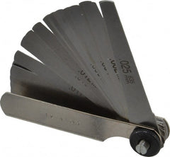PEC Tools - 26 Piece, 0.0015 to 0.025" Thick, Tapered Feeler Gage Set - 3" Leaf Length, 0.3333" Wide, Tempered Steel - Exact Tooling