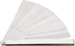 Value Collection - 15 Piece, 0.002 to 0.025" Thick, Feeler Gage Set - 6" Leaf Length, 1/2" Wide, Tempered Steel - Exact Tooling