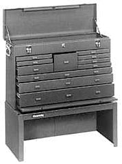 Kennedy - 11 Drawer, 2 Piece, Brown Steel Machinist's Combo - 12.56 Inches Deep 9-1/2 Inches High 26.62 Inches Wide Base - Exact Tooling
