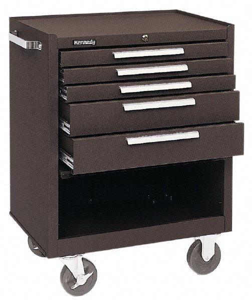 Kennedy - 5 Drawer Steel Tool Roller Cabinet - 27" Wide x 35" High x 18" Deep, Brown - Exact Tooling