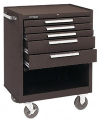 Kennedy - 5 Drawer Steel Tool Roller Cabinet - 27" Wide x 35" High x 18" Deep, Ball Bearing Drawer Slides, Brown - Exact Tooling