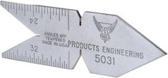 PEC Tools - 60° Angle, Satin Chrome Coated Steel Center Gage - 1/32 to 1/14 Inch Graduation - Exact Tooling