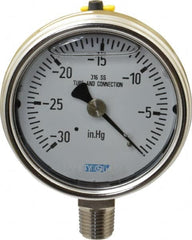 Wika - 2-1/2" Dial, 1/4 Thread, 30-0 Scale Range, Pressure Gauge - Lower Connection Mount, Accurate to 2-1-2% of Scale - Exact Tooling