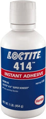 Loctite - 1 Lb Bottle Clear Instant Adhesive - Series 414, 24 hr Full Cure Time - Exact Tooling