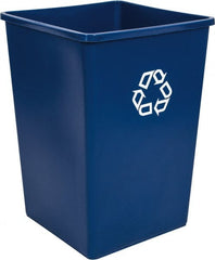 Rubbermaid - 35 Gal Blue Square Recycling Container - Polyethylene, 27-5/8" High x 19-1/2" Long x 19-1/2" Wide - Exact Tooling