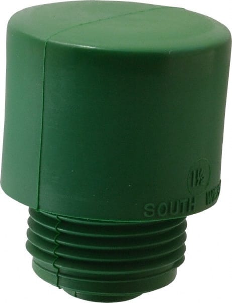 Made in USA - 1-1/2" Face Diam, Grade Hard, Green Hammer Tip/Face - Vinyl - Exact Tooling