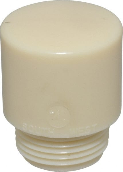 Made in USA - 1-1/4" Face Diam, Grade Tough, White Hammer Tip/Face - Nylon - Exact Tooling