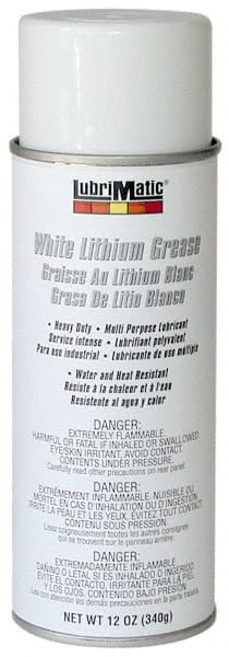 LubriMatic - 12 oz Aerosol Lithium General Purpose Grease - White, 290°F Max Temp, NLGIG 2, - Exact Tooling