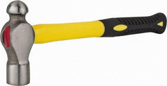 Value Collection - 1 Lb Head Forged Steel Ball Pein Hammer - Fiberglass Handle, 12-1/2" OAL, Fiberglass with Cushion Grip - Exact Tooling
