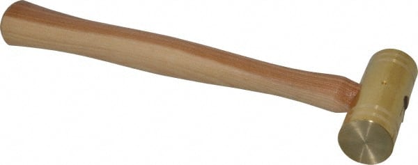 Made in USA - 2 Lb Head 1-1/2" Face Brass Head Striking Tool Hammer - 13" OAL, Wood Handle - Exact Tooling