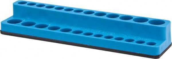 Value Collection - 26 Piece Capacity Magnetic Deep & Shallow Socket Holder - 1/4" Drive, Blue - Exact Tooling