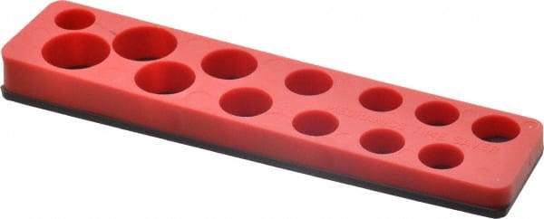 Value Collection - 13 Piece Capacity Magnetic Shallow Socket Holder - 3/8" Drive, Red - Exact Tooling