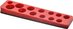Value Collection - 13 Piece Capacity Magnetic Shallow Socket Holder - 3/8" Drive, Red - Exact Tooling