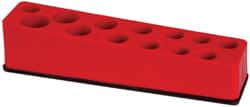 Value Collection - 13 Piece Capacity Magnetic Deep Socket Holder - 3/8" Drive, Red - Exact Tooling