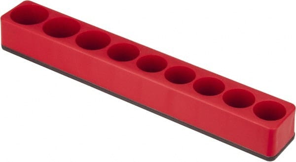 Value Collection - 9 Piece Capacity Magnetic Deep & Shallow Socket Holder - 1/2" Drive, Red - Exact Tooling