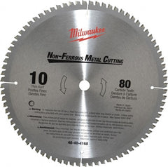 Milwaukee Tool - 10" Diam, 5/8" Arbor Hole Diam, 80 Tooth Wet & Dry Cut Saw Blade - Carbide-Tipped, General Purpose & Straight Action, Standard Round Arbor - Exact Tooling