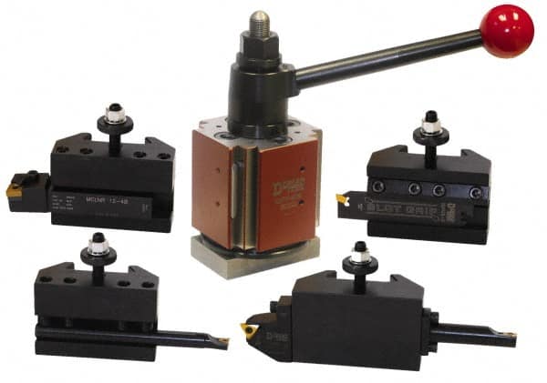 Dorian Tool - Series CA Tool Post Holder & Set for 16 to 20" Lathe Swing - 14 Piece, Includes (4) Holders, (4) Toolholders, (5) Inserts, Tool Post - Exact Tooling