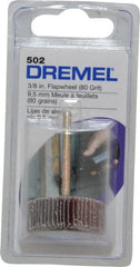 Dremel - 3/8" Diam, Medium Aluminum Oxide Coated Mounted Flap Wheel - 1/8" Shank Mount, 80 Grit - Exact Tooling