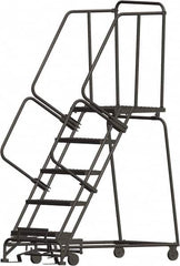 Ballymore - 83" 5 Step Ladder - 450 Lb Capacity, 50" Platform Height, 30" Base Width x 49" Depth, Expanded Metal Tread - Exact Tooling