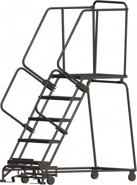 Ballymore - 83" 5 Step Ladder - 450 Lb Capacity, 50" Platform Height, 24" Base Width x 56" Depth, Expanded Metal Tread - Exact Tooling