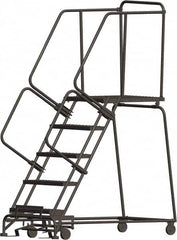 Ballymore - 83" 5 Step Ladder - 450 Lb Capacity, 50" Platform Height, 30" Base Width x 56" Depth, Heavy-Duty Serrated Grating - Exact Tooling