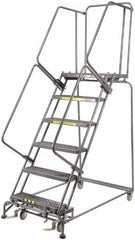 Ballymore - 93" 6 Step Ladder - 450 Lb Capacity, 60" Platform Height, 24" Base Width x 56" Depth, Heavy-Duty Serrated Grating - Exact Tooling